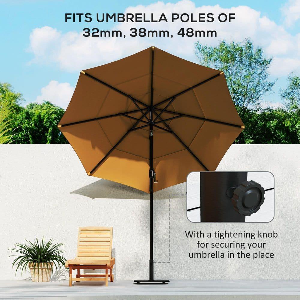 Outsunny Square Patio Umbrella Base, 41 lbs Metal Umbrella Stand Base with Adjustable Pads, Patio Umbrella Holder for 1.3"/1.5"/1.9" Poles, Black