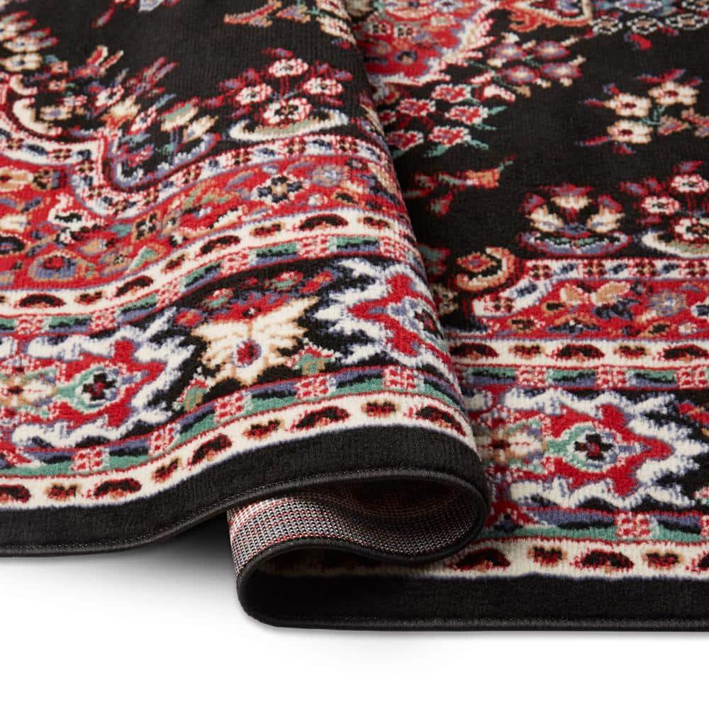 Home Dynamix Premium Sakarya Traditional Medallion Area Rug, Black/Red, 5'2"x7'4"