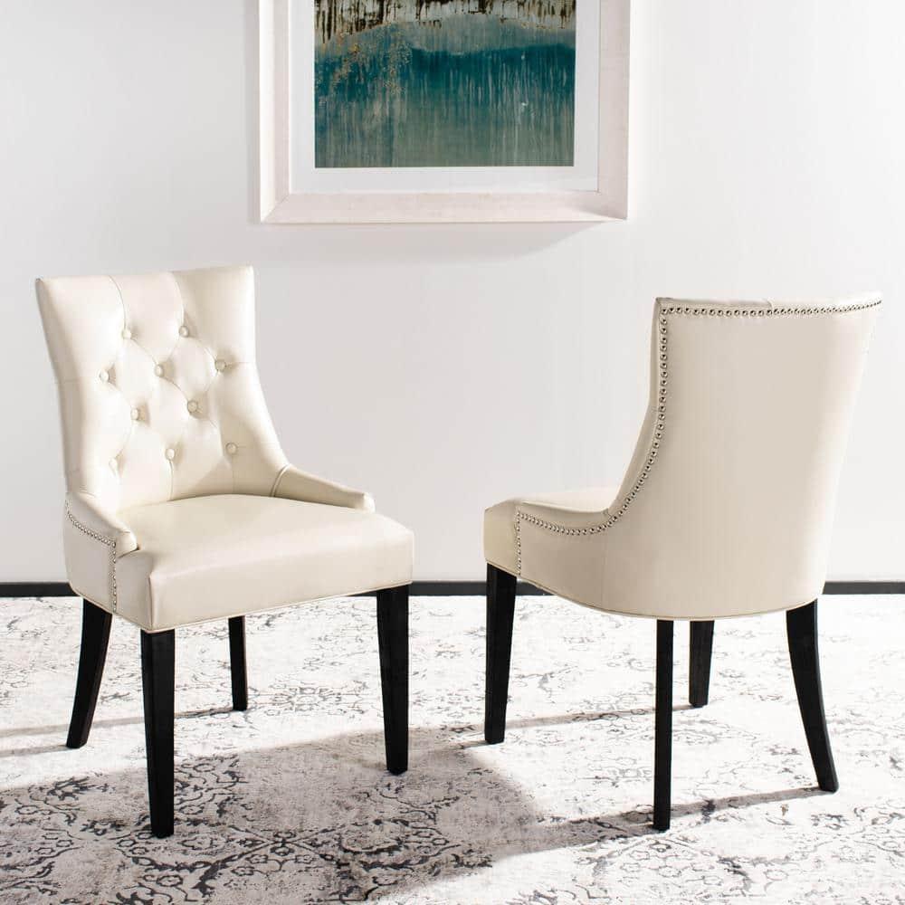 Abby 19''H Tufted Side Chairs (Set of 2)- Flat Cream - Safavieh