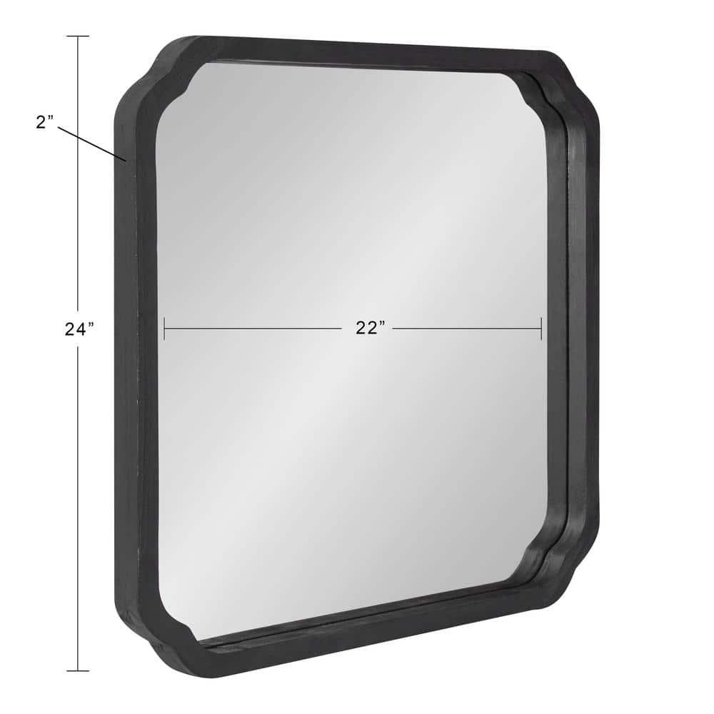 Kate & Laurel All Things Decor 24"x24" Marston Farmhouse Rectangle Wall Mirror Black: Modern Square No Assembly, Wood Frame
