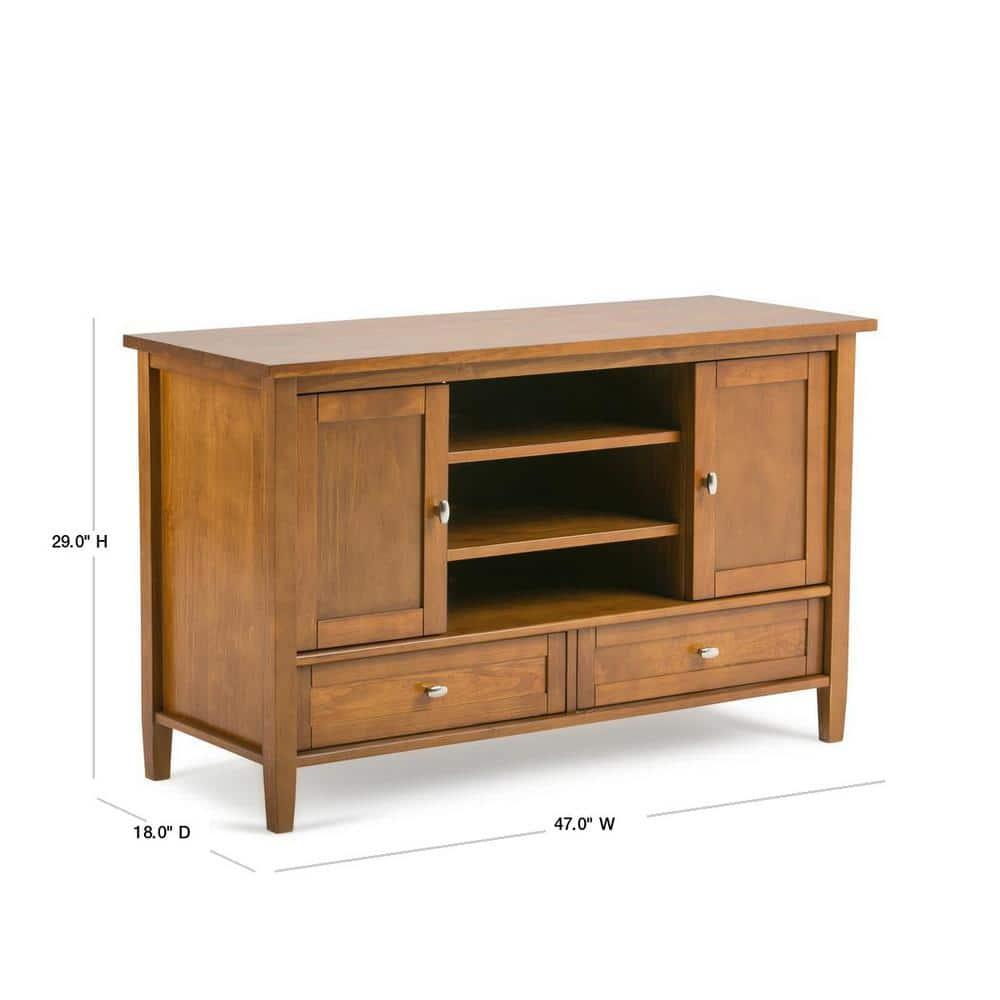 Simpli Home Warm Shaker 47"W Solid Wood TV Stand for TVs up to 55" with 2 Storage Cabinets and 2 Drawers