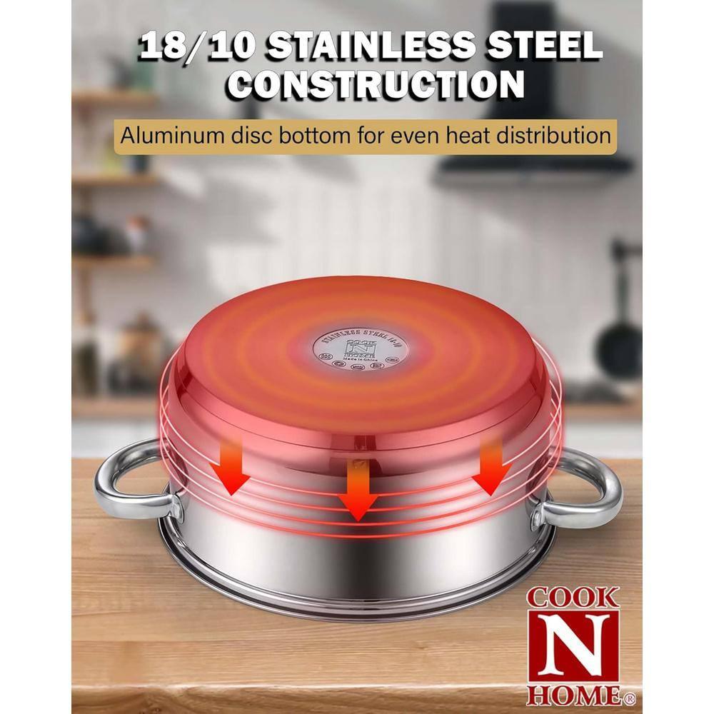 Cook N Home Cook N Home 5.5-quart Sauce Pot Stainless Steel Stockpot With Glass Lid, Basics Saucier Casserole Stock Pot