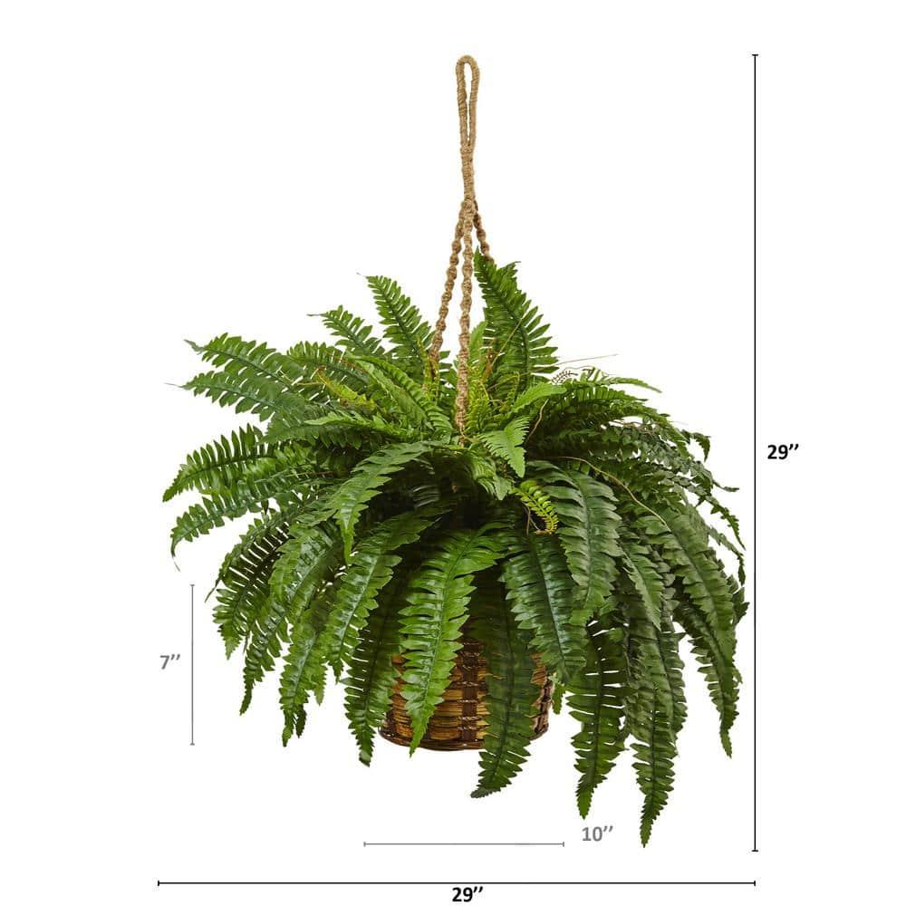 Nearly Natural Boston Fern Silk Hanging Basket