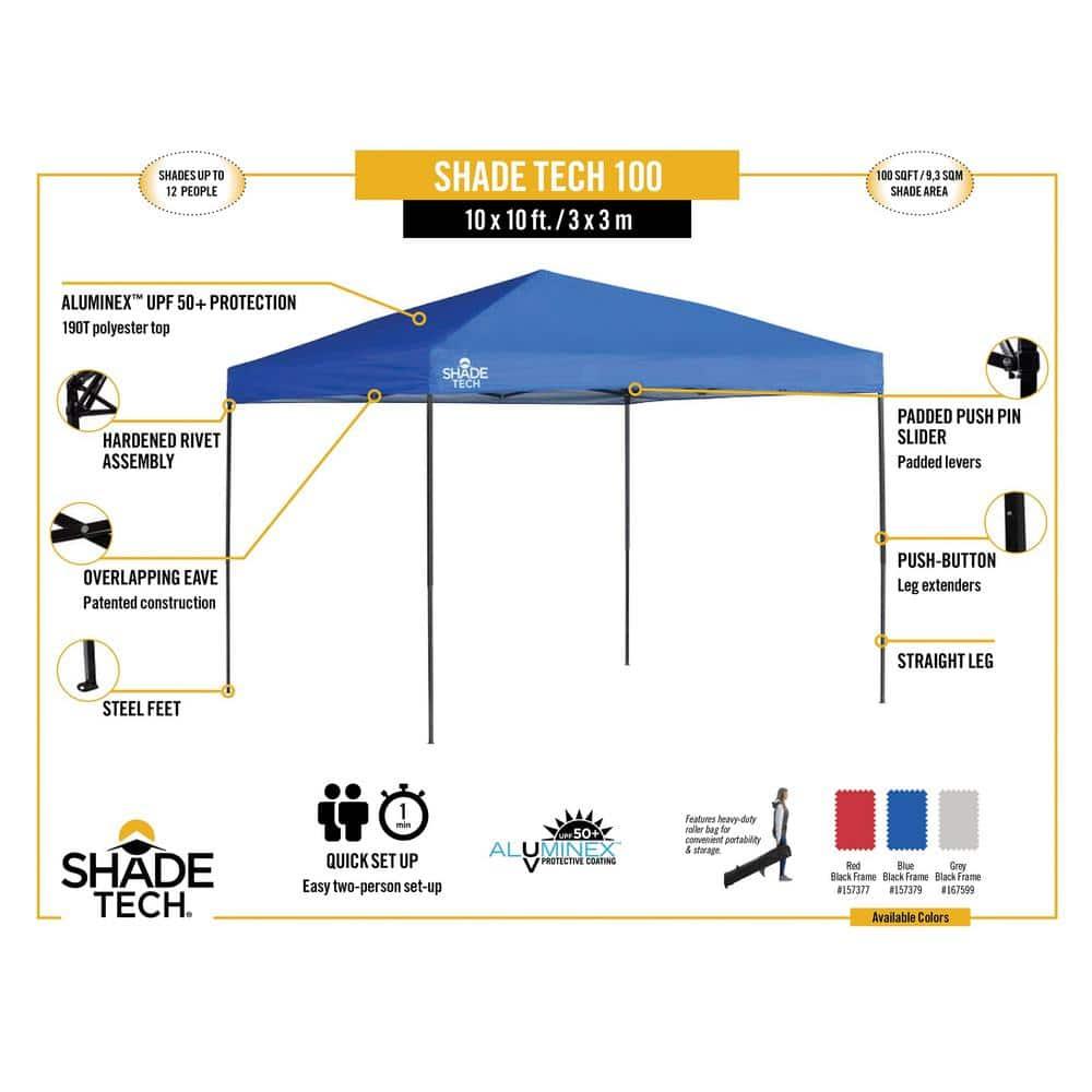 QuikShade Shade Tech 10 Ft. W x 10 Ft. D Steel Pop-Up Canopy