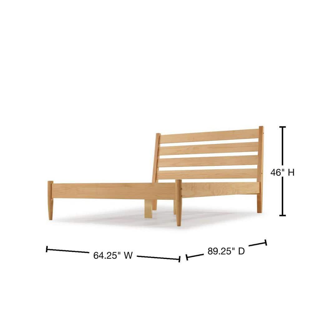 Camaflexi Mid-Century Solid Wood Queen Platform Bed in Scandinavian Oak 100% Solid Wood
