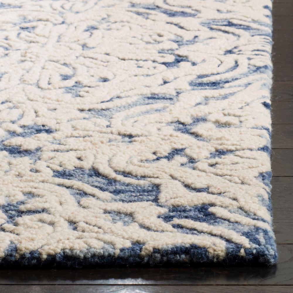 Blossom BLM103 Hand Tufted Area Rug - Blue/Ivory - 4'x4' - Safavieh.