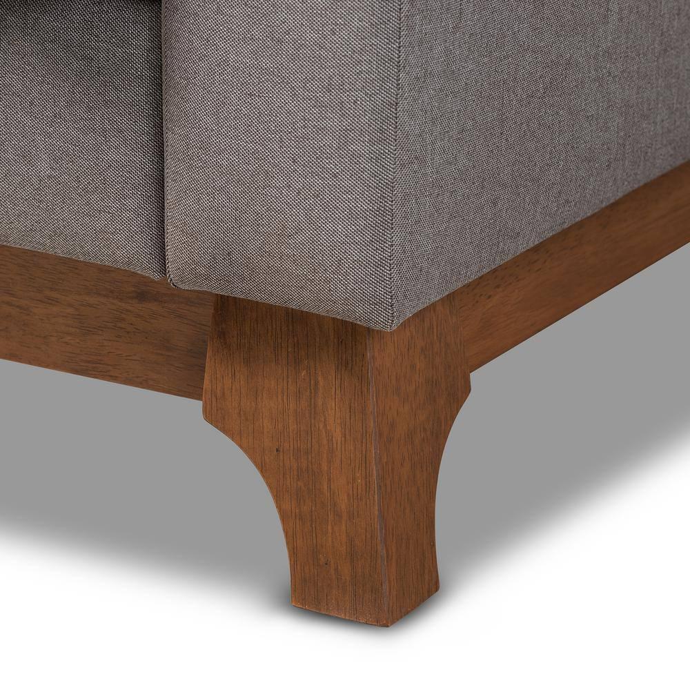 Sava Fabric Upholstered Walnut Wood 2 Seater Loveseat Gray - BaxtonStudio