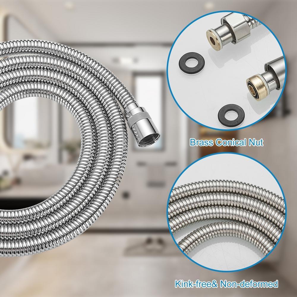 71 In. Modern Flexible Handheld Shower Hose Replacement For Bathing Toilet Cleaning Pet With Brass Fitting In Chrome