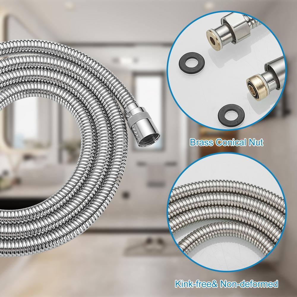 71 In. Modern Flexible Handheld Shower Hose Replacement For Bathing Toilet Cleaning Pet With Brass Fitting In Chrome
