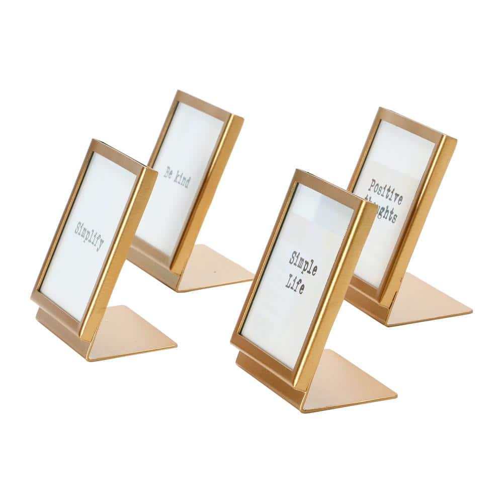 Creative Co-Op Metal & Glass Frame with Easel & Saying, 4 Styles (Holds 3" Square Photo)