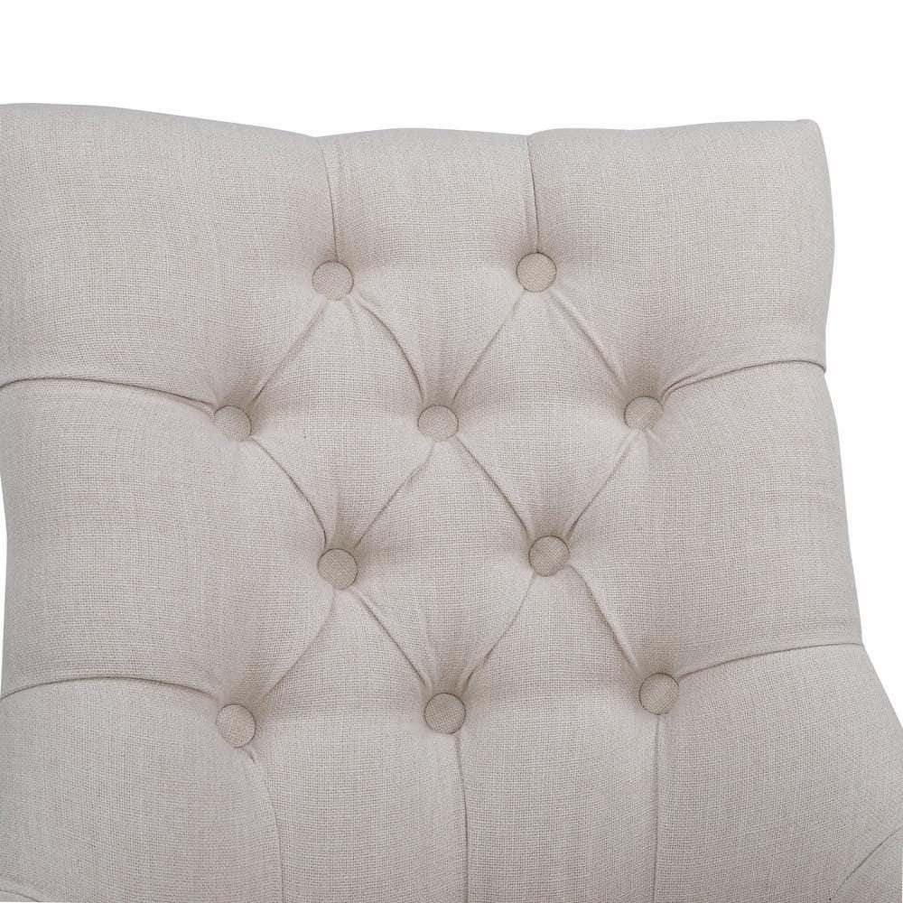 Upholstered Wingback Button Tufted Dining Chair, Beige
