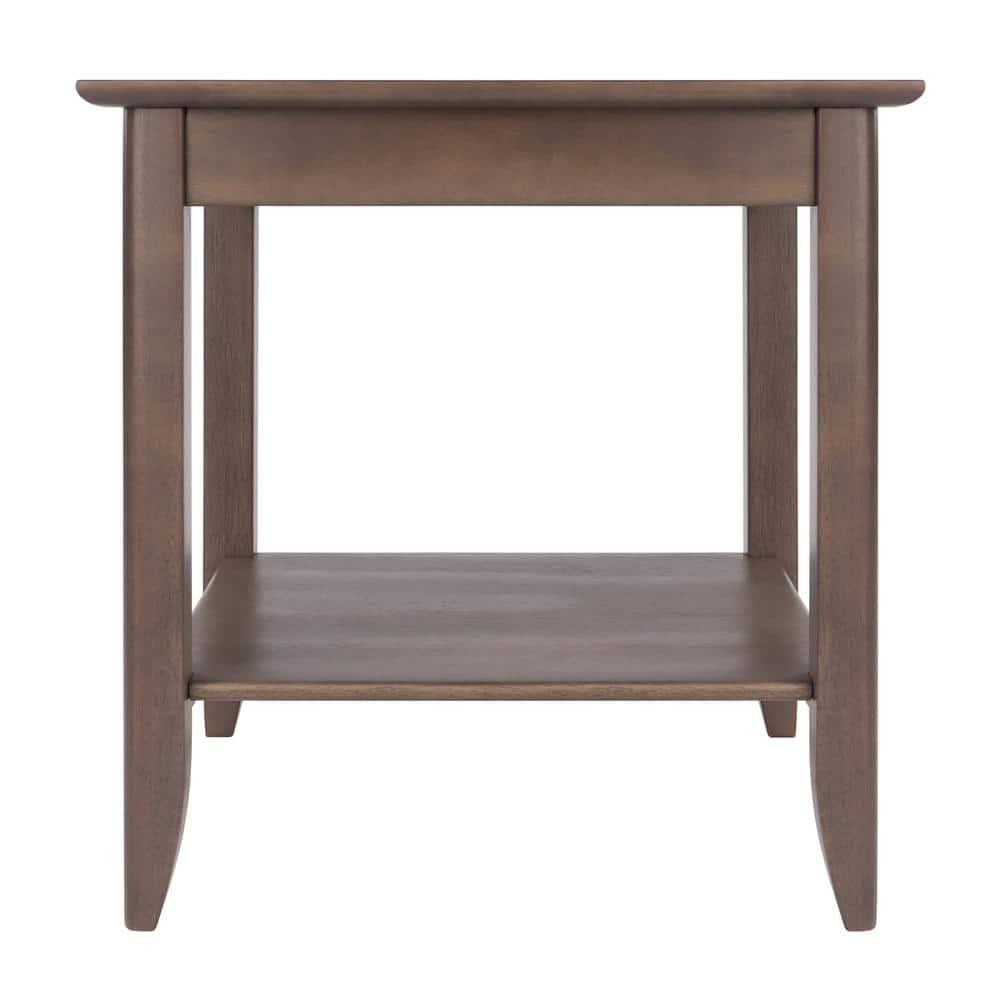 Santino End Table Oyster Gray - Winsome: Contemporary Accent Table with Lower Shelf, Wood Inlay