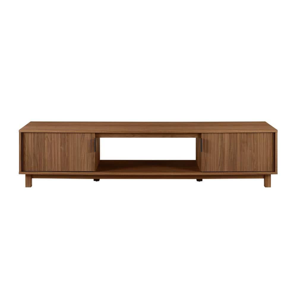 Mocha 70" Modern Fluted-Door TV Stand with Cabinet