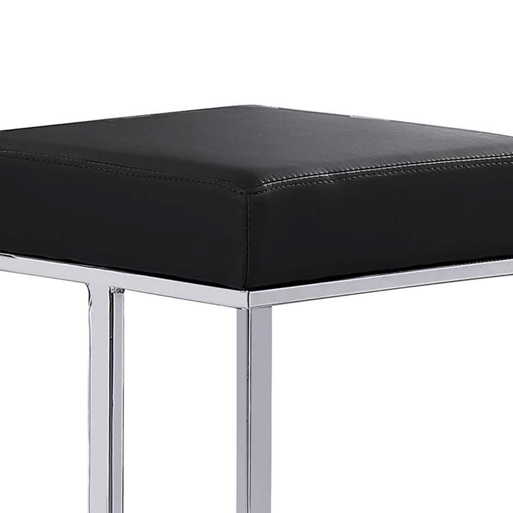 Dorrington Modern Faux Leather Backless Bar Stool in Black/Silver (Set of 2)