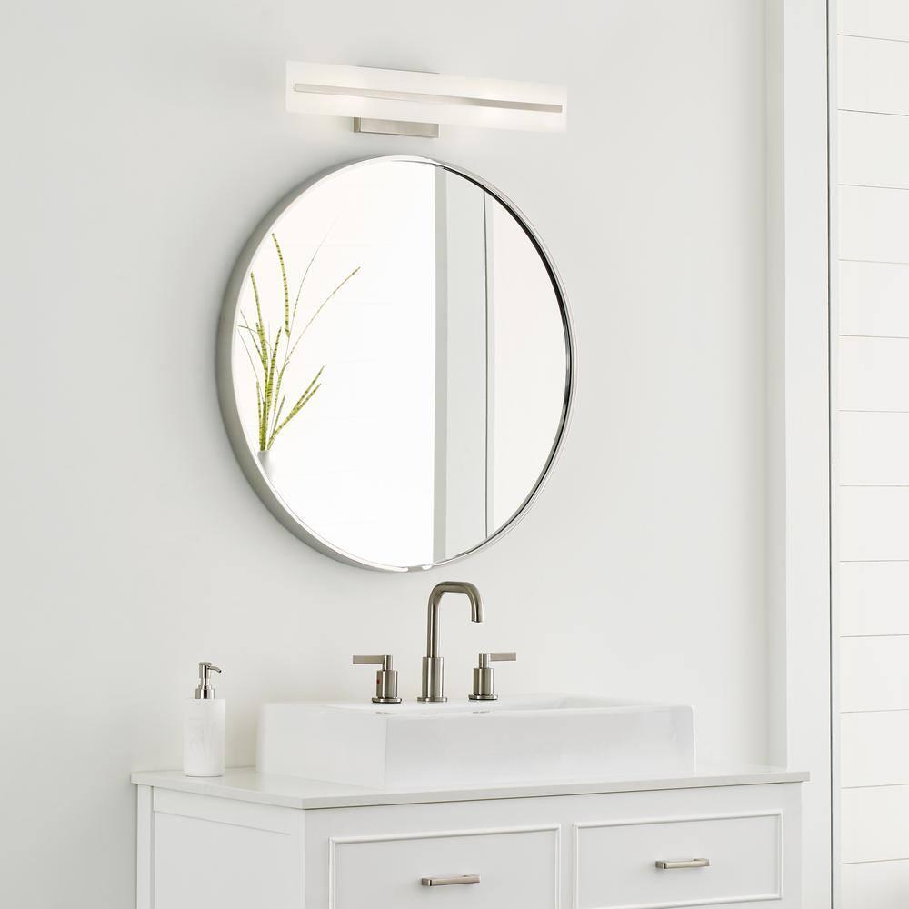 Modern Brushed Nickel 2-Light Bath Vanity with Satin Etched Glass