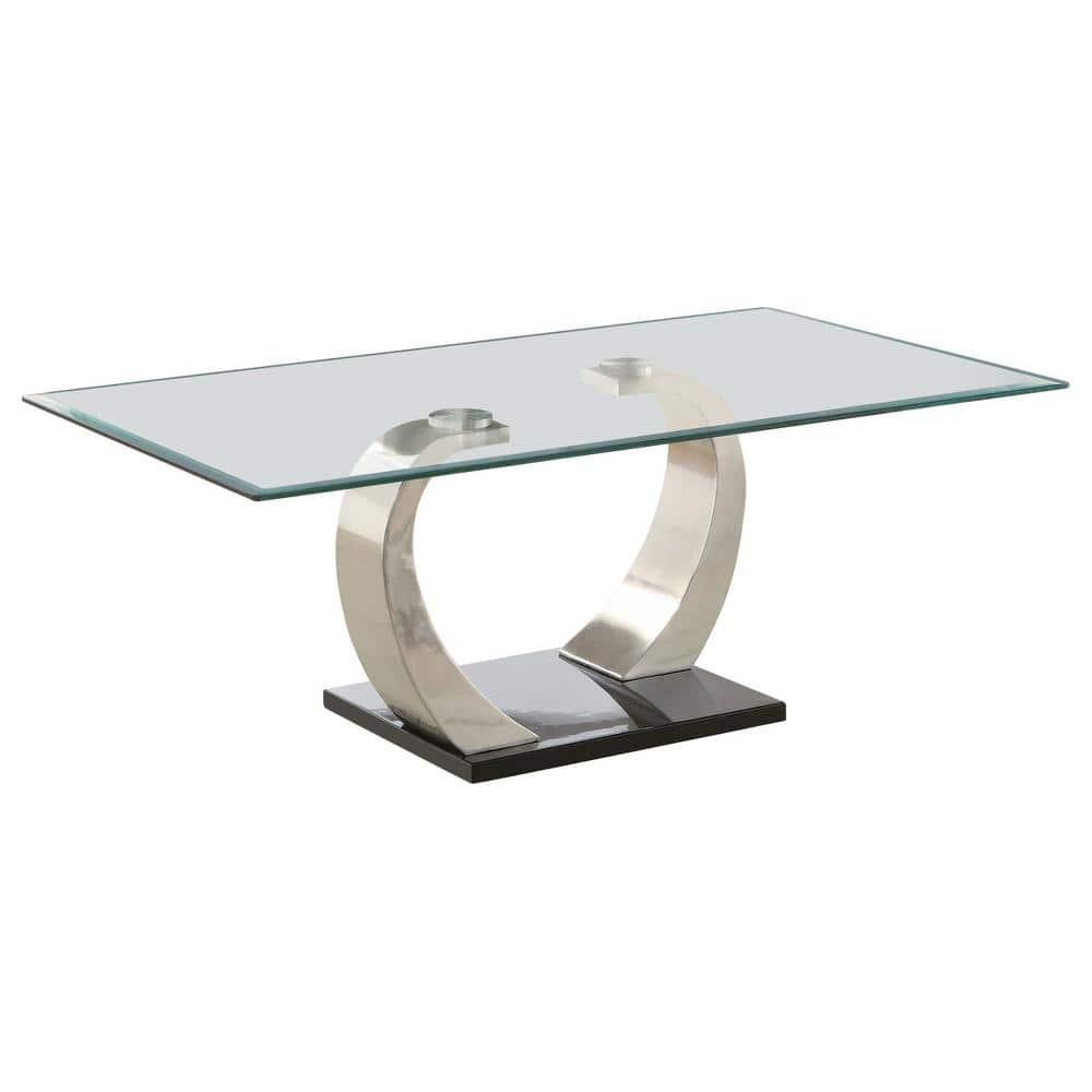 Coaster Pruitt Modern Glass Top Coffee Table Clear /Satin