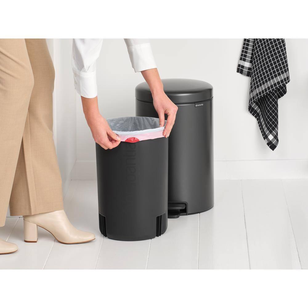 Confident Gray Polypropylene Round Step-On Trash Can, 5.3 Gallon