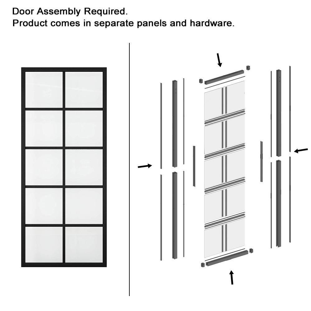 Calhome 84'' Solid Core Glass with Installation Hardware Kit Barn Door