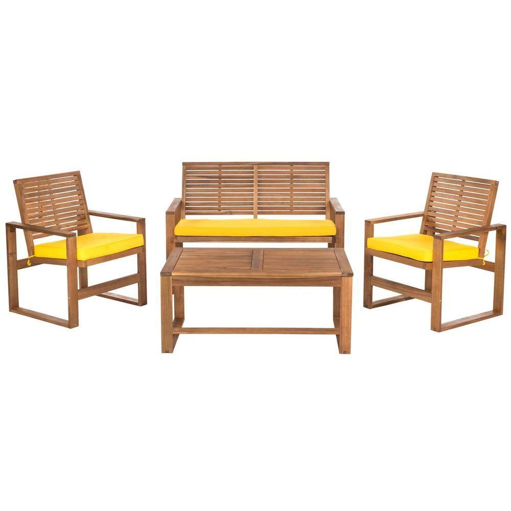 Ozark 4 Piece Set - Indoor/Outdoor - FOX6007 - Natural/Yellow - Safavieh