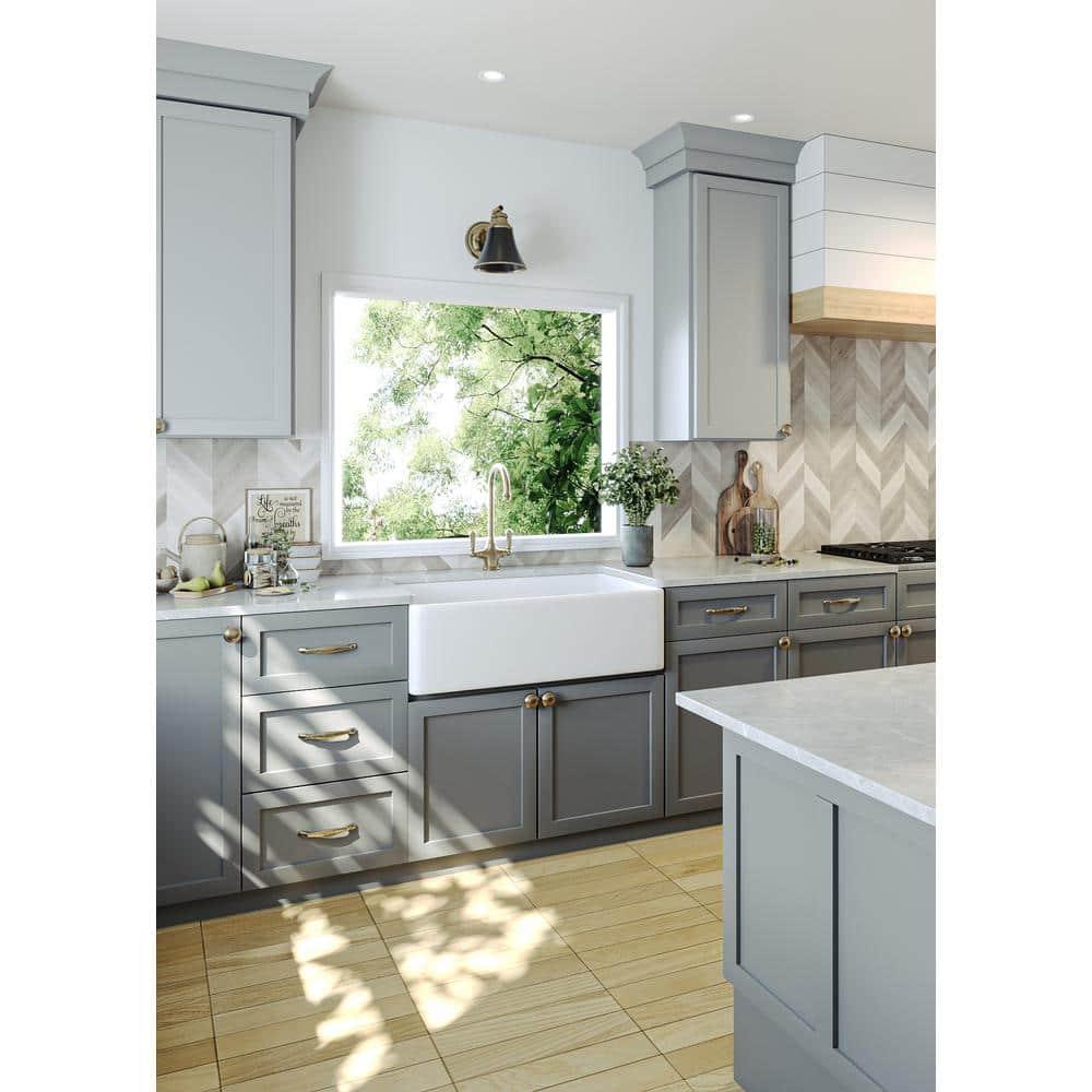 Grove 33" L X 18" W Rectangular Single Bowl Fireclay Farmhouse Kitchen Sink with Grid and Strainer