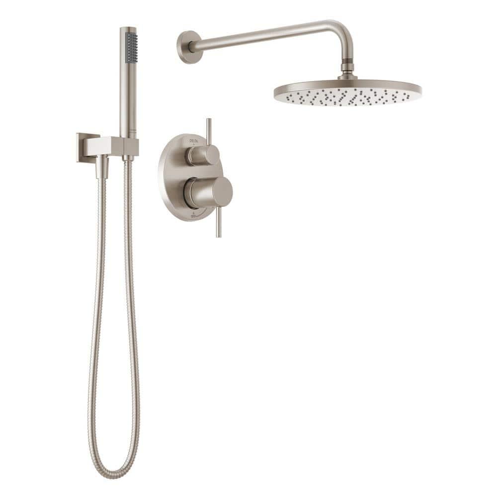 Modern Raincan Round Shower System, Rain Shower Head with Handheld Spray, Shower Faucet Set