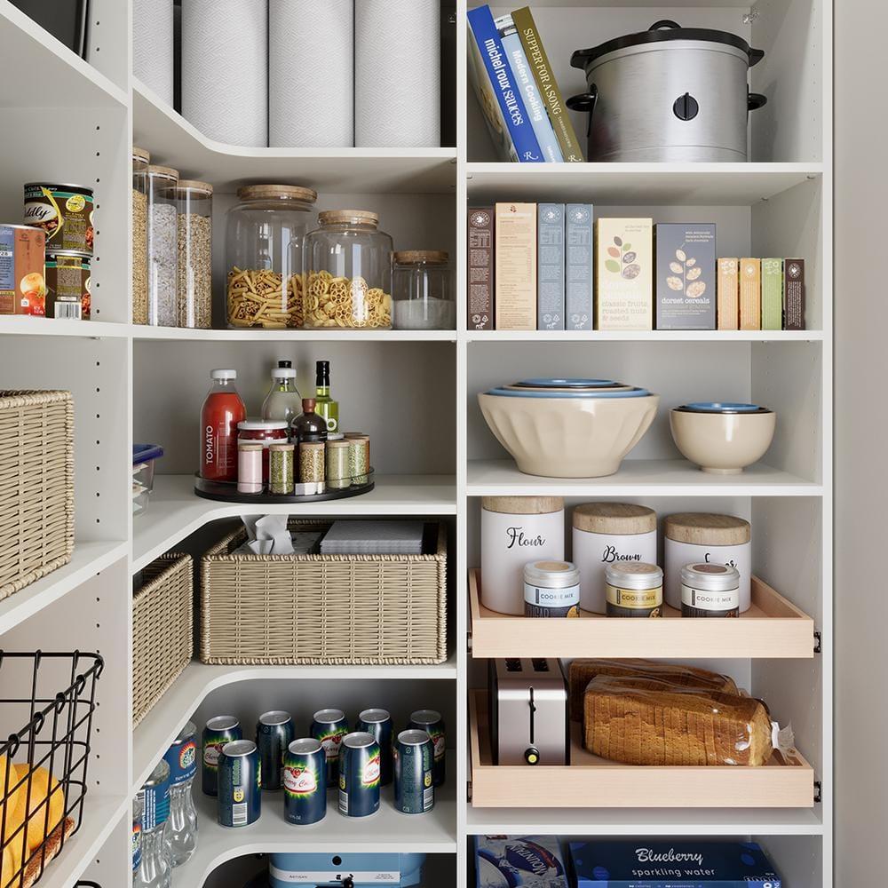 55 in. W White Wood Pantry Corner System