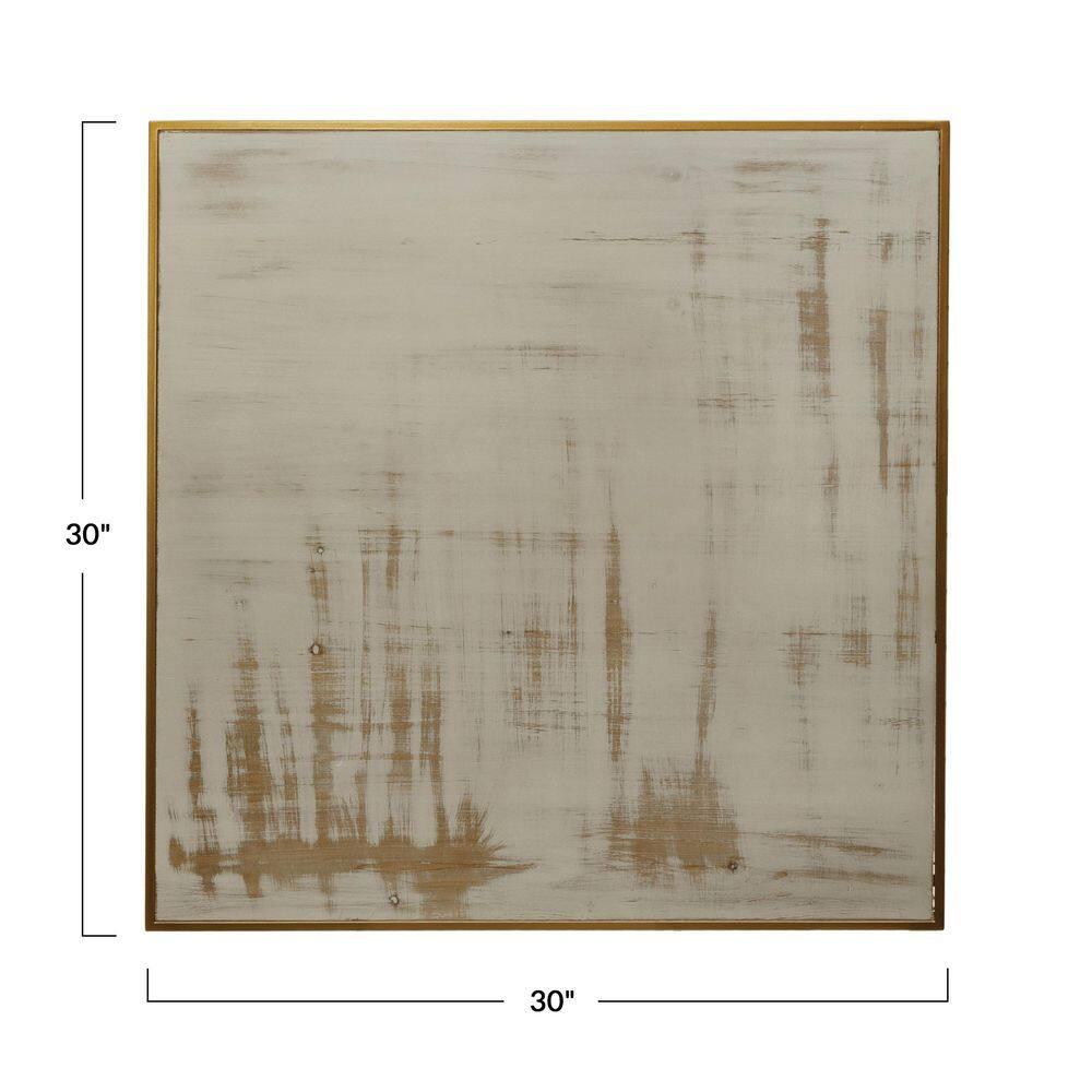 Gold Framed Beige and Cream Abstract Print Wall Art
