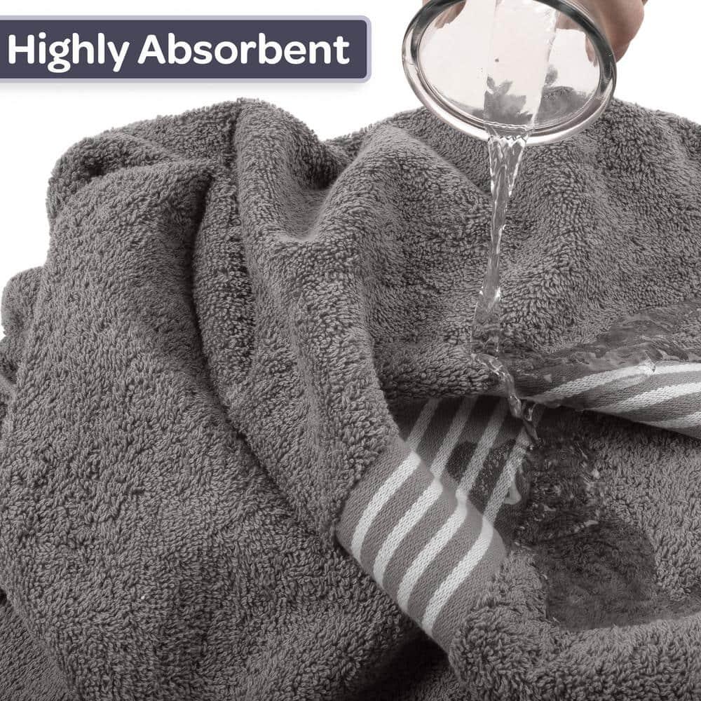 Lavish Home 35x70 Luxury Cotton Bath Towels, Gray
