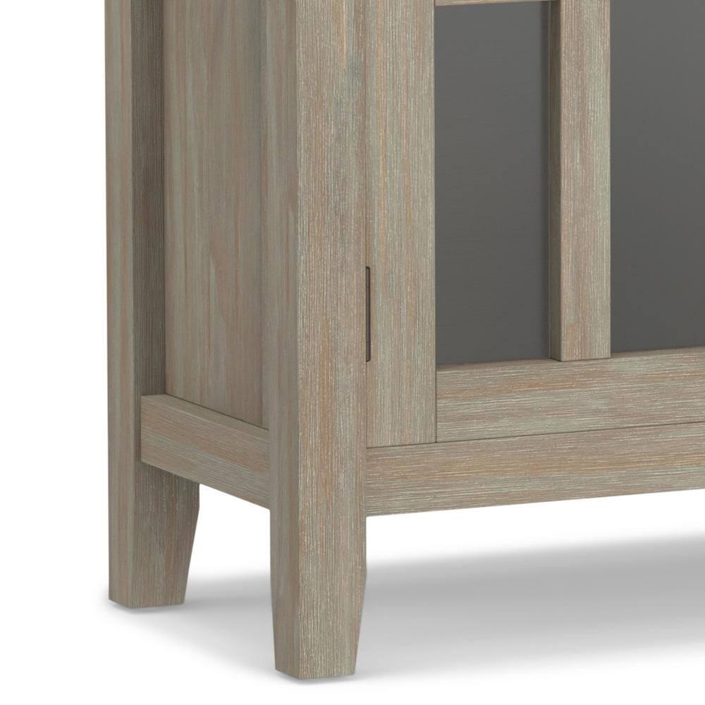 Simpli Home Artisan 30"W Solid Wood 2-Shelf Low Storage Cabinet with Glass Doors and Adjustable Shelves