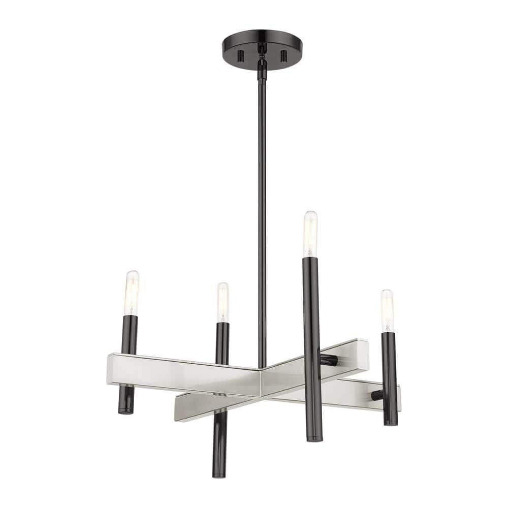 Livex Lighting Denmark 4 - Light Chandelier in  Black Chrome