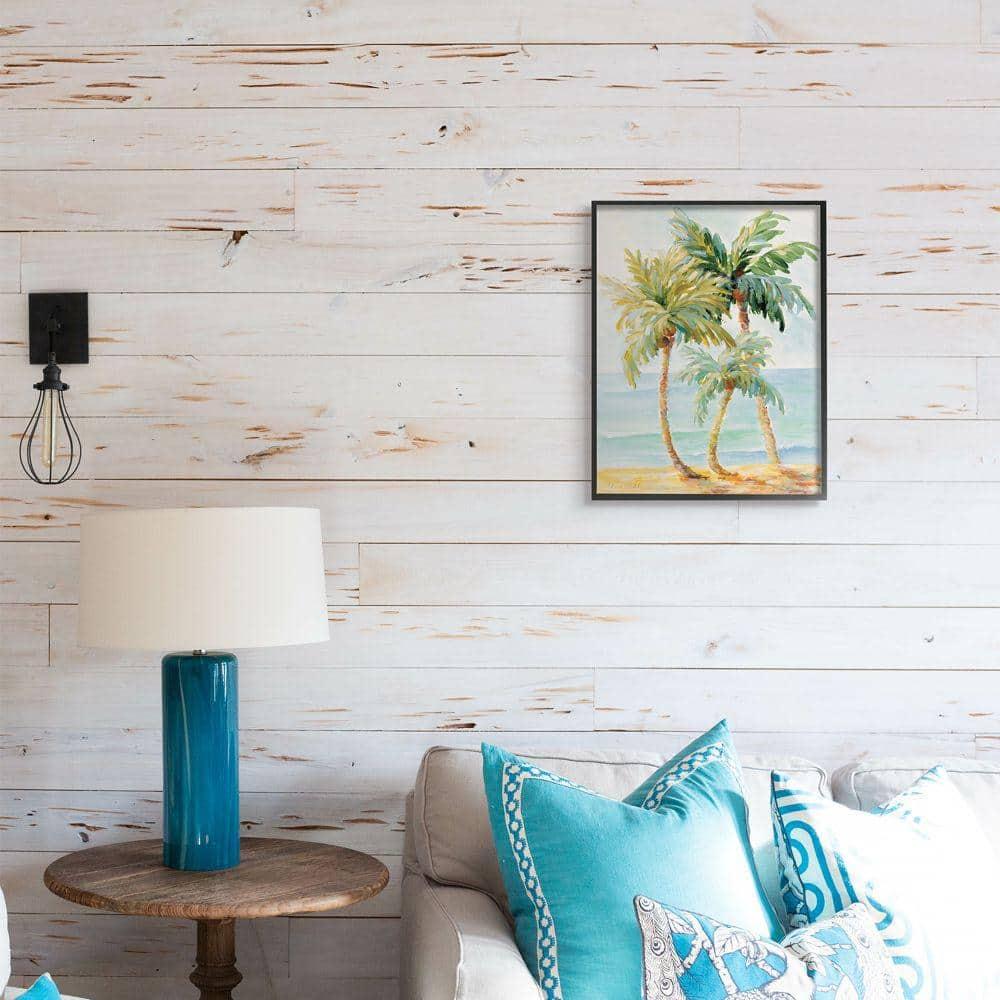 Stupell Industries Tropical Palm Trees on Coastal Beach Sand Black Framed Giclee, 16 x 20