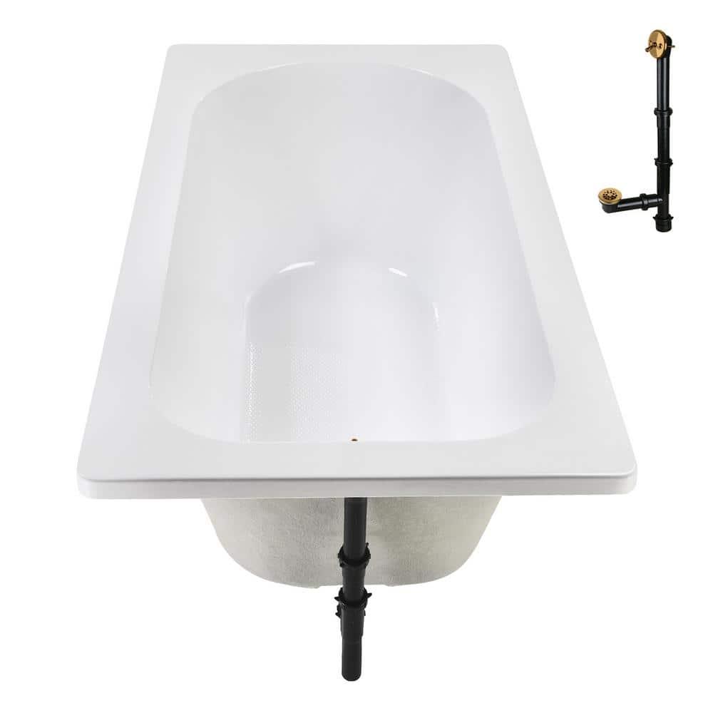 72" x 36" Acrylic Soaking Drop-In Bathtub, Drain Included