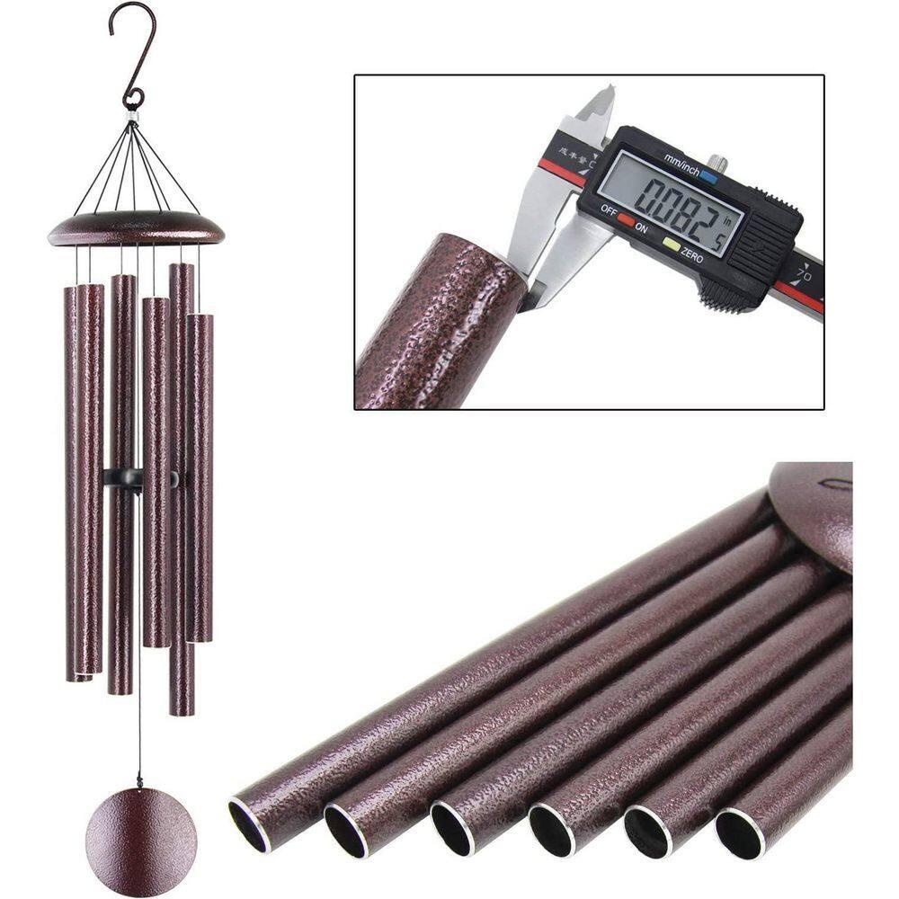 BSHAPPLUS® 45" Wind Chimes for Outside, Heavy Duty Wind Chimes,Memorial Wind Chimes with 6 Large Deep Tone Aluminum Tubes for loss of loved one,Home Garden Hanging Decor,Brown