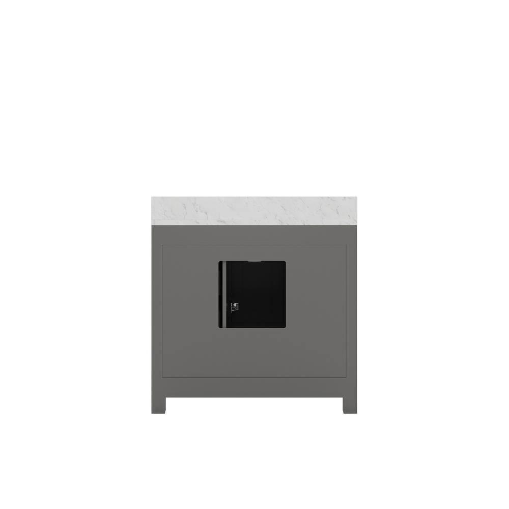Madison 36 in. W x 21.5 in. D x 34 in. H Single Sink Bath Vanity in Cashmere Grey with Carrara White Marble Top