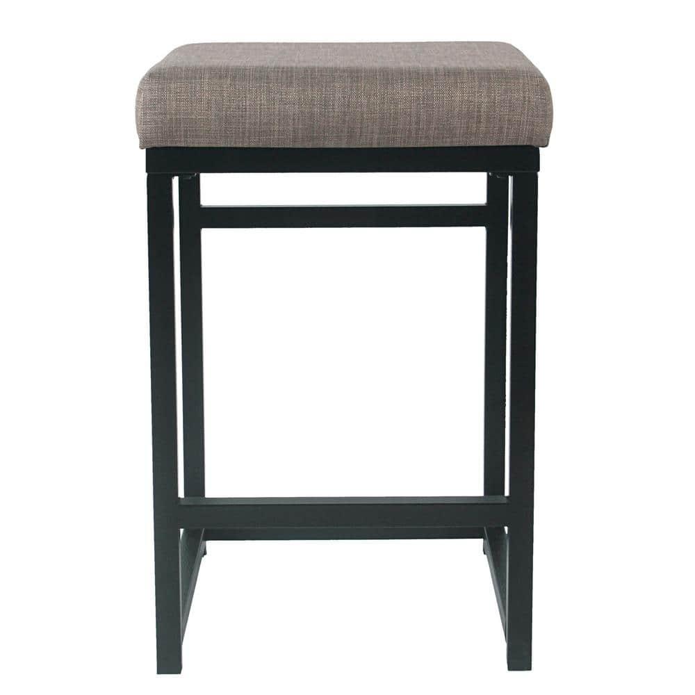 24" Open Back Metal Counter Height Barstool Dark Gray - HomePop: Kitchen Island Seating