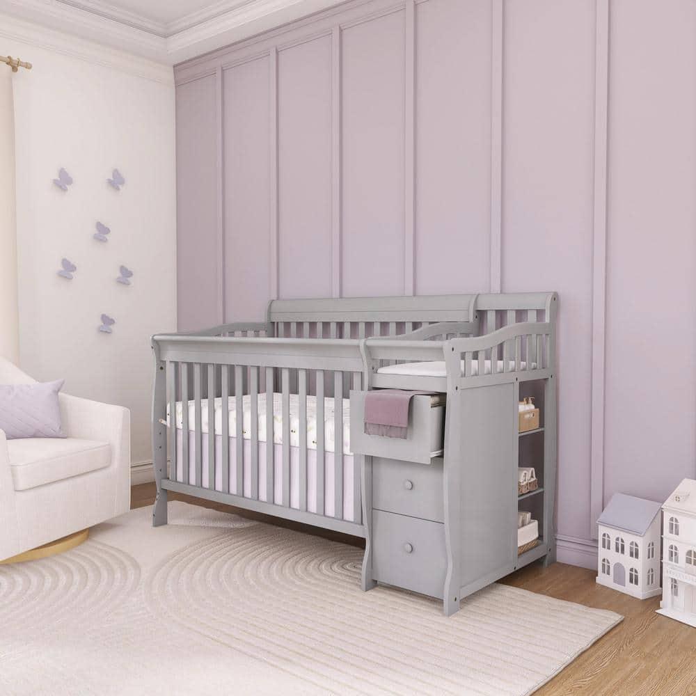 Pebble Grey Pine 5-in-1 Convertible Crib with Changer