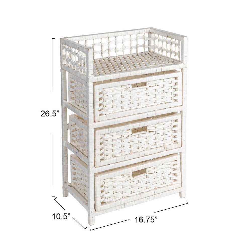 Household Essentials 3-Drawer Dresser with Top Shelf and Cutout Handles, White