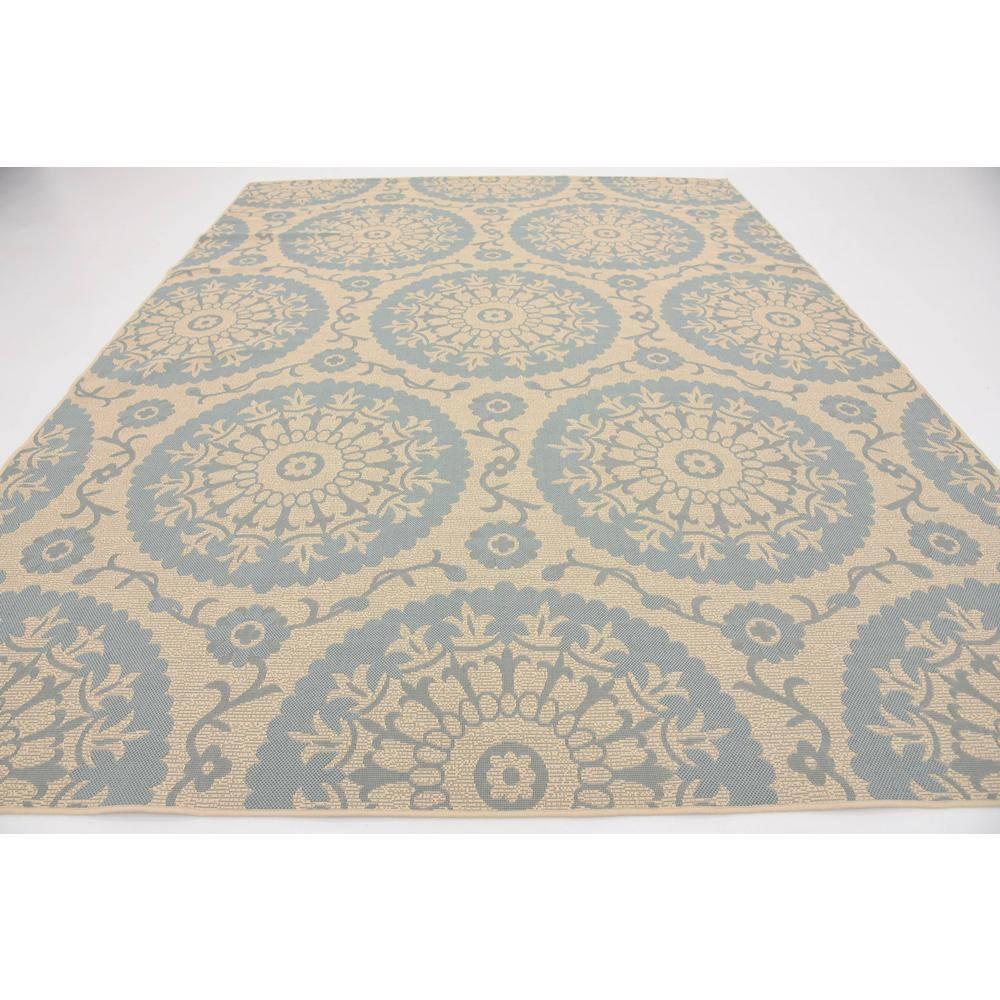 Unique Loom Outdoor Botanical Collection Area Rug - Medallion (9'  x 12' 2" Rectangle Aqua/Beige)