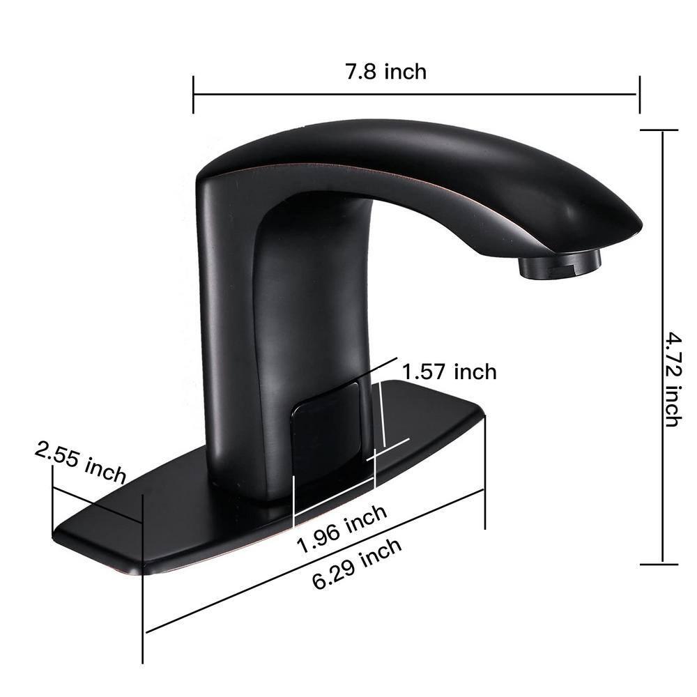 Touchless Bathroom Faucet, Commercial Hands-Free Automatic Sensor Faucet, AC/DC Powered Sink Faucet, Temperature Adjustment Valve, Black