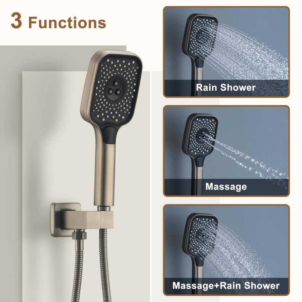 CASAINC 6-Spray 12 in. Thermostatic Dual Shower Heads with 6-Jets