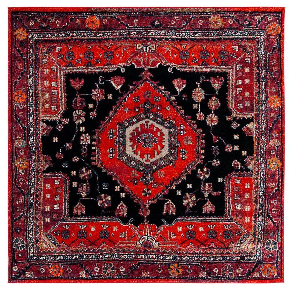 Vintage Hamadan VTH204 Power Loomed Area Rug - Red/Black - 6'7"x6'7" - Safavieh.