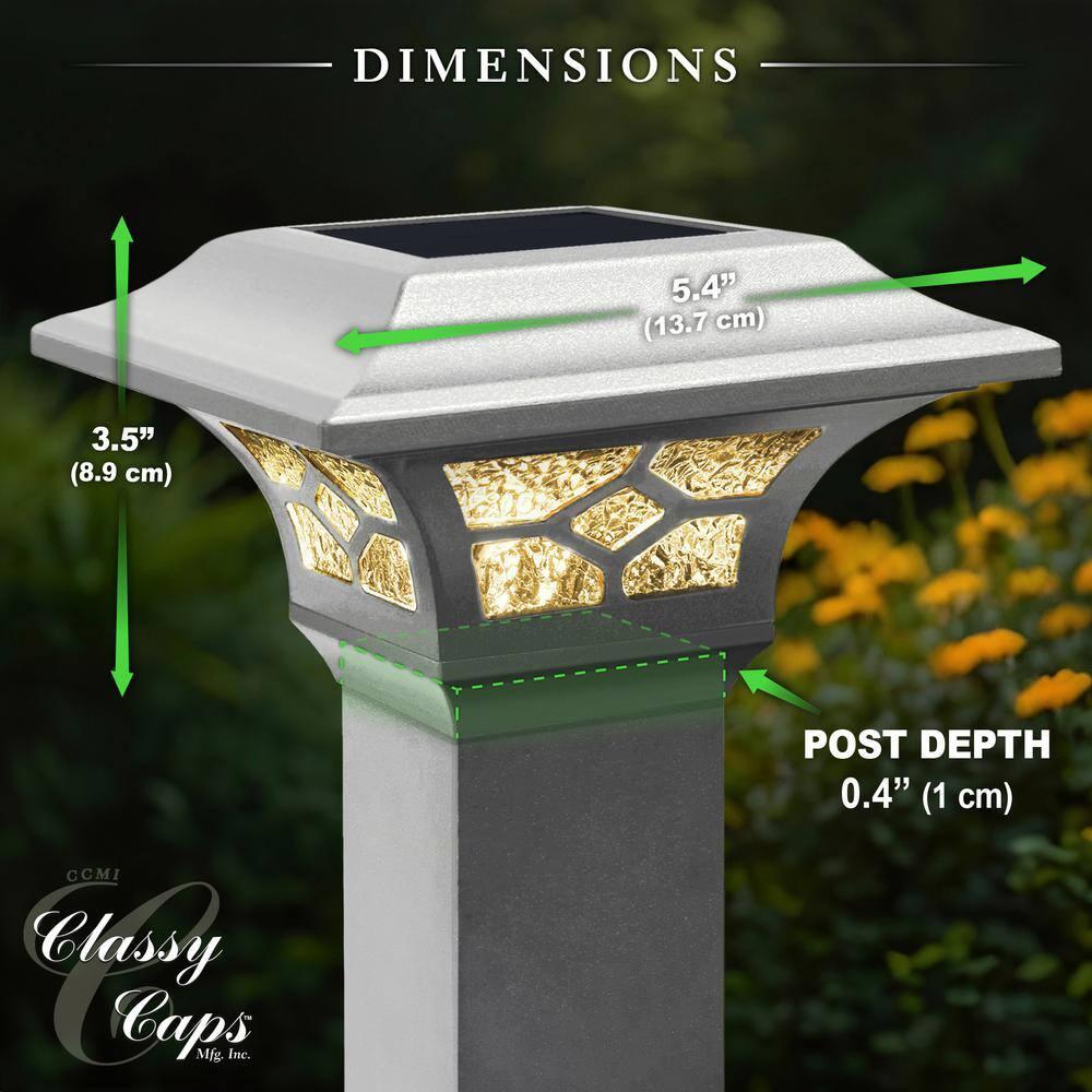 Classy Caps Low Voltage Integrated LED Aluuminum Fence Post Cap Light 2.5 In. X 2.5 In. with Base Adapter Included