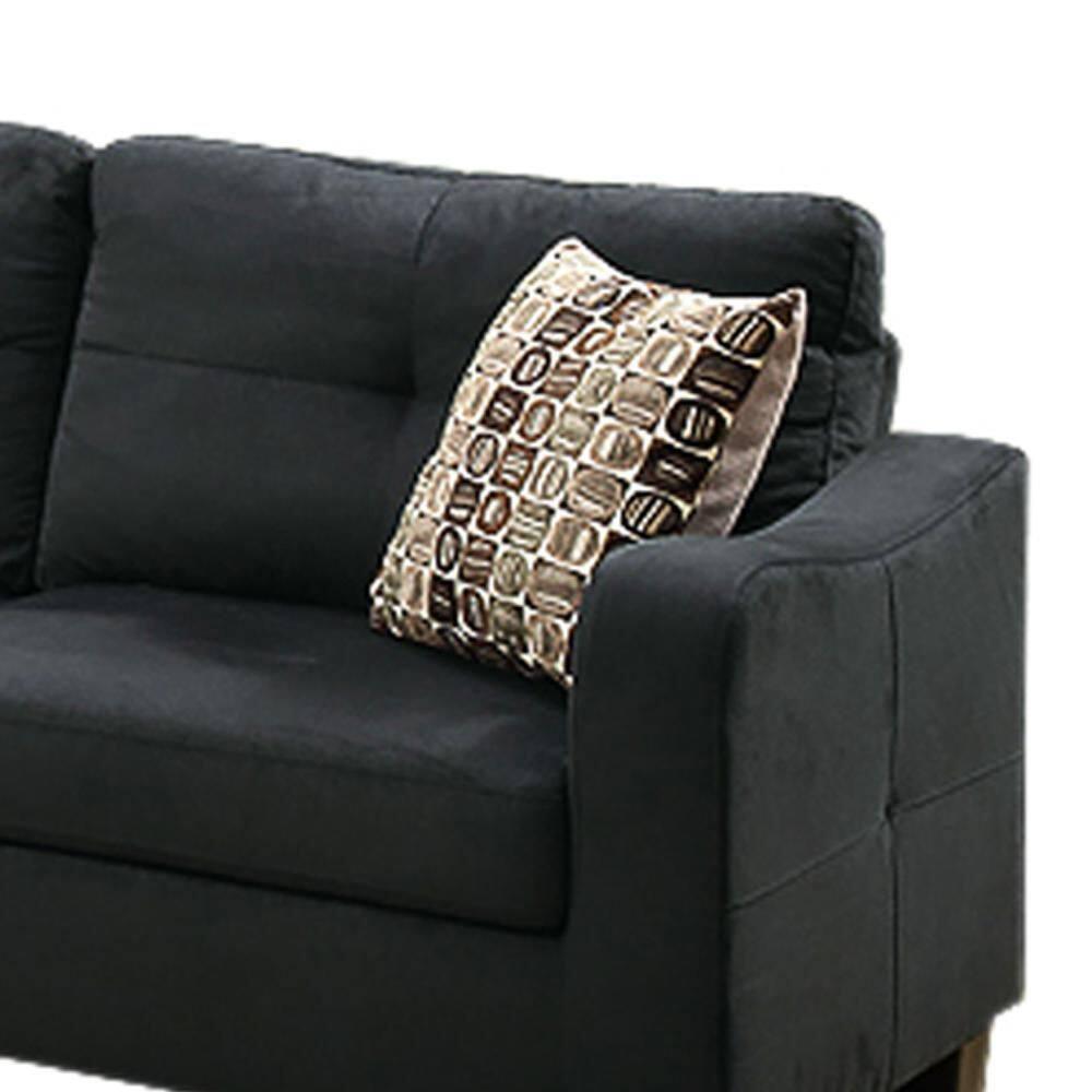 Benjara Polyfiber 2 Pieces Sofa Set With Accent Pillows Dark Gray-Color:Gray