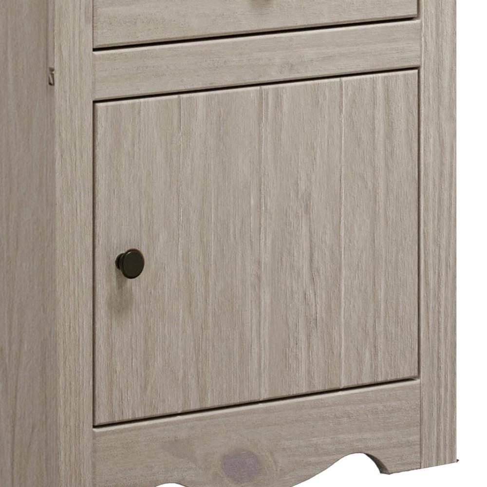 Stav White Solid Wood 1 Drawer Nightstand with Bronze Knobs