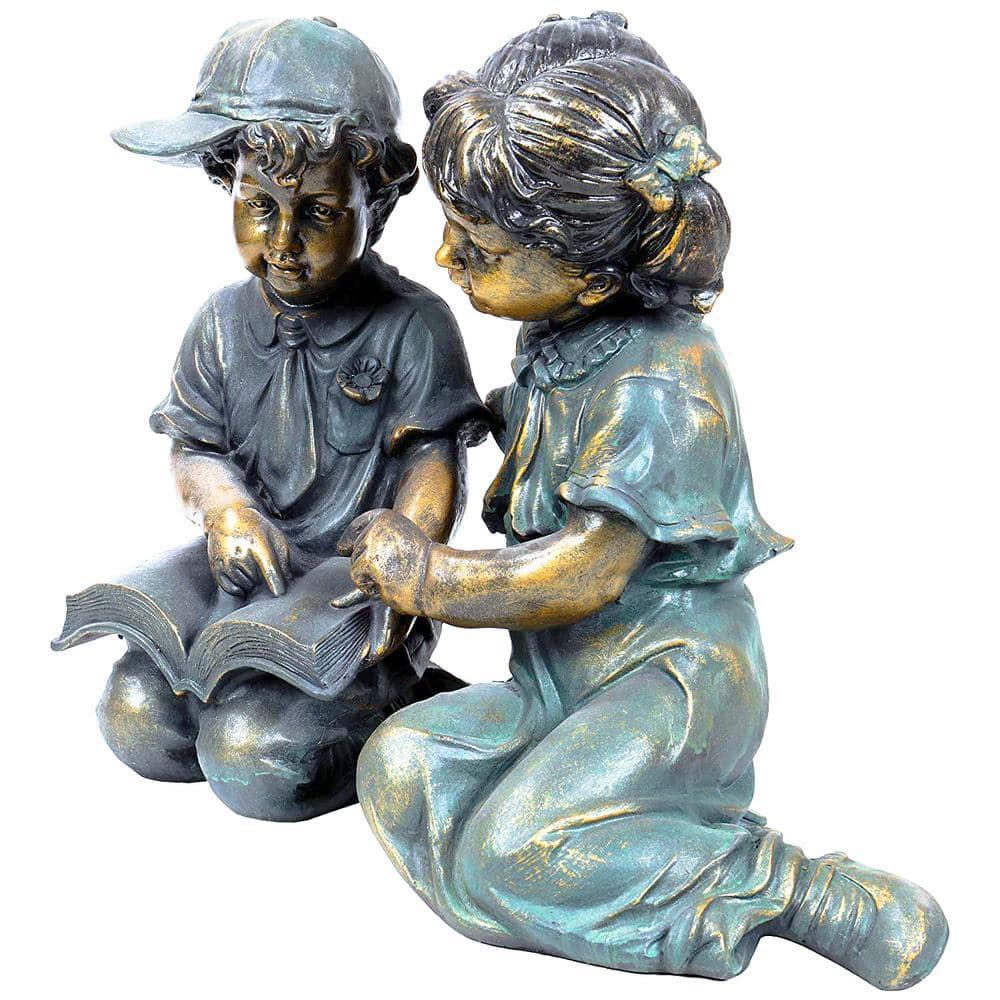 Alpine Corporation Girl and Boy Reading Statue Set, Includes 2 Statues