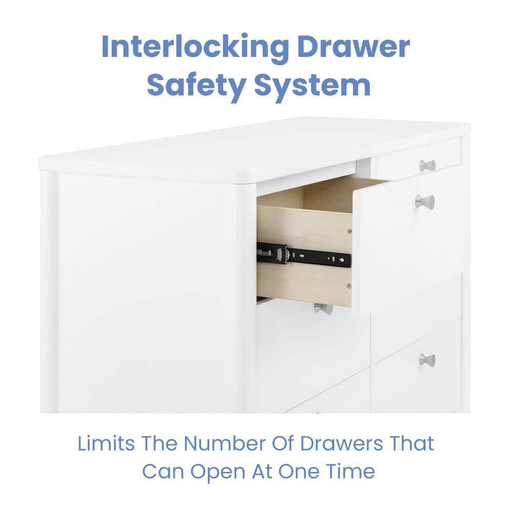 Delta Children Delta Children Brooks 6 Drawer Dresser With Interlocking Drawers (Includes 3 Sets Of Knobs – Choose From Natural, Brushed Nickel & Melted Bronze), Bianca