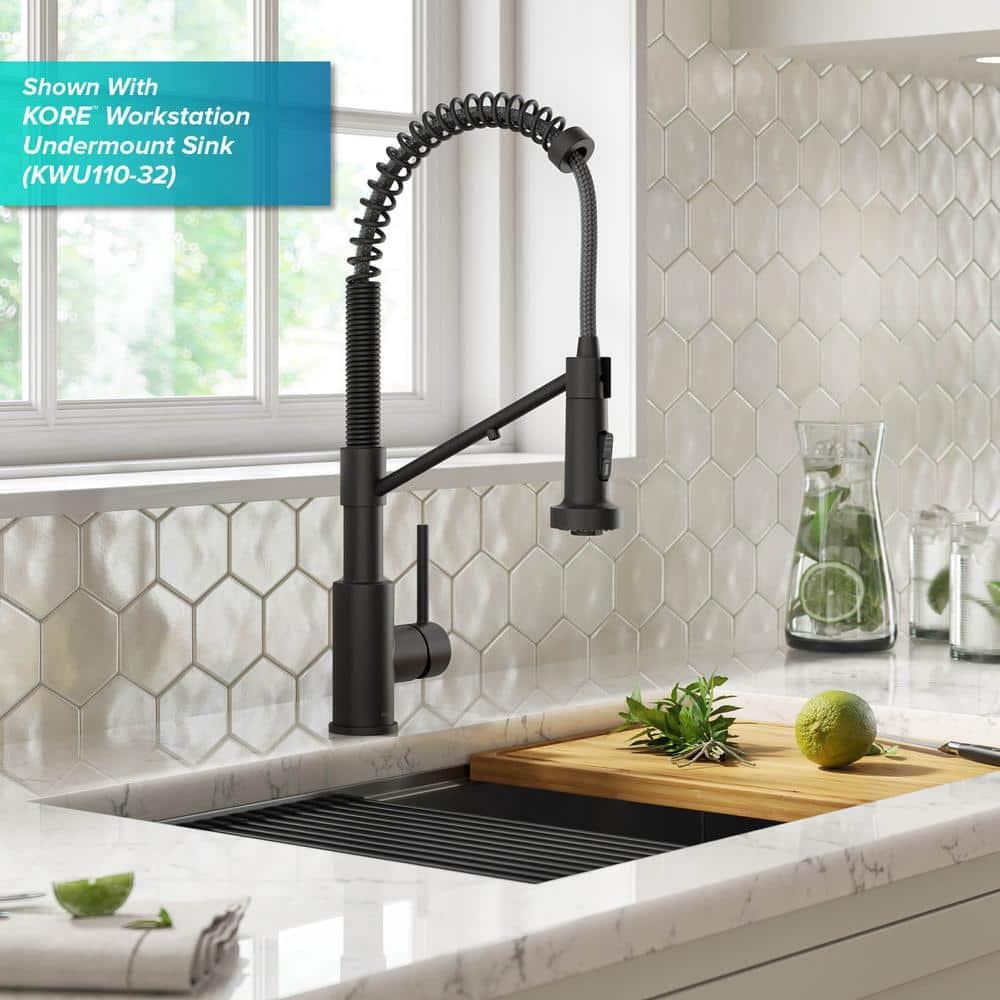 KRAUS Bolden 2-in-1 Commercial Style Pull Down Single Handle Water Filter Kitchen Faucet for Reverse Osmosis or Water Filtration System in Matte Black
