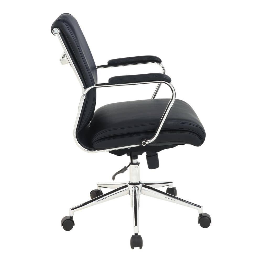 Mid Back Manager's Chair with Dillon Black Fabric and Chrome Base
