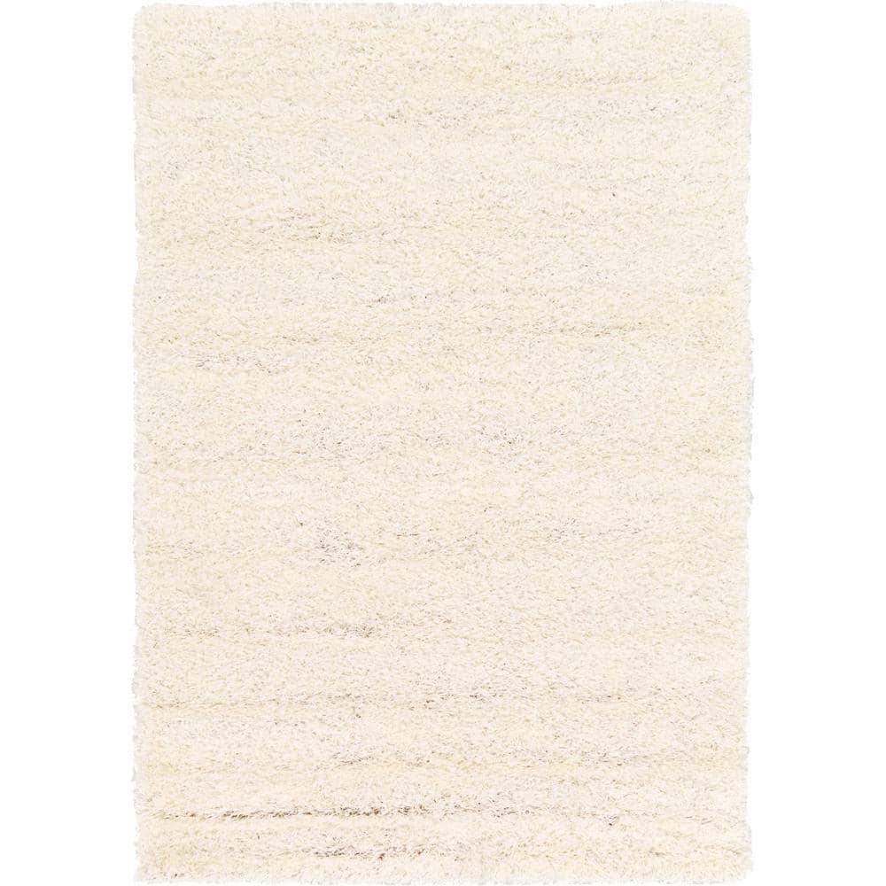 Unique Loom 4' 1 x 6' 1 Solid Shag Snow White Area Rug