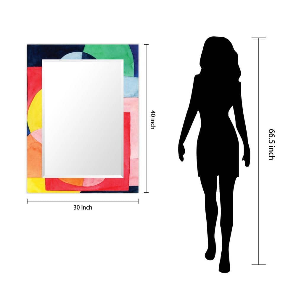 Empire Art Direct Launder Rectangular Beveled Mirror on Free Floating Printed Tempered Art Glass, 40" x 30" x 0.4" each, Ready to Hang